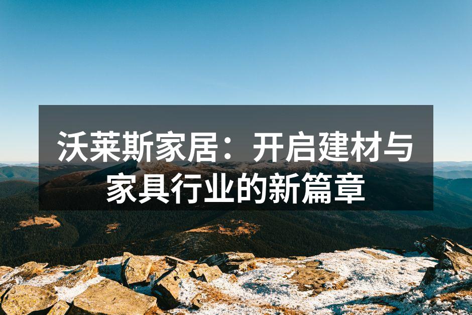 沃莱斯家居：开启建材与家具行业的新篇章